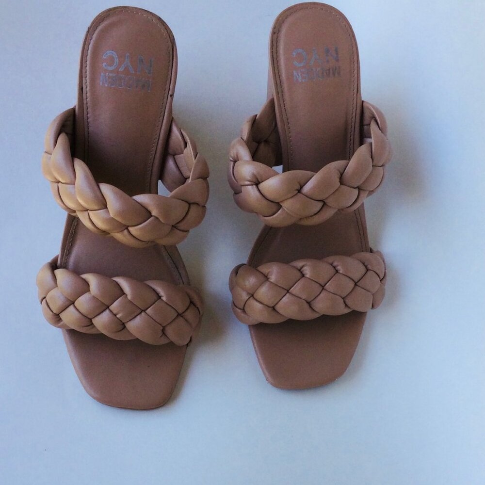 Tan Madden Girl 3.5" Heel Mole Sandals – Women’s Size 9